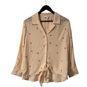 🌼 5/$25 Sale 🌼 Lauren Conrad Pink Button-Up Long Sleeve Strawberry Blouse
